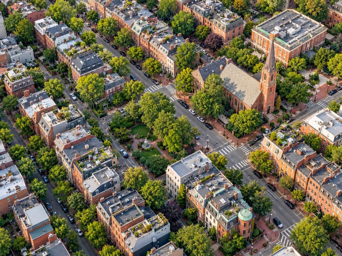 Aerial view of a Philadelphia neighborhood