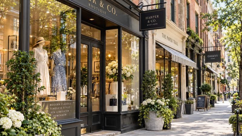 Boutique storefront on a commercial corridor